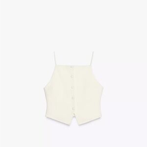 Cream Button-Up Sleeveless Top
